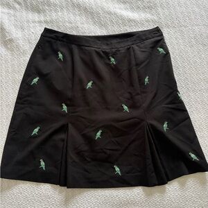Black Skirt with Parrot Embroidery - Women's A-Line Skirt